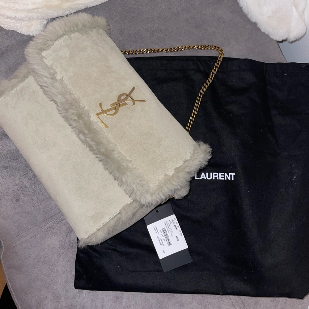 NWT Saint Laurent Kate Supple/Reversible Suede Chain Bag